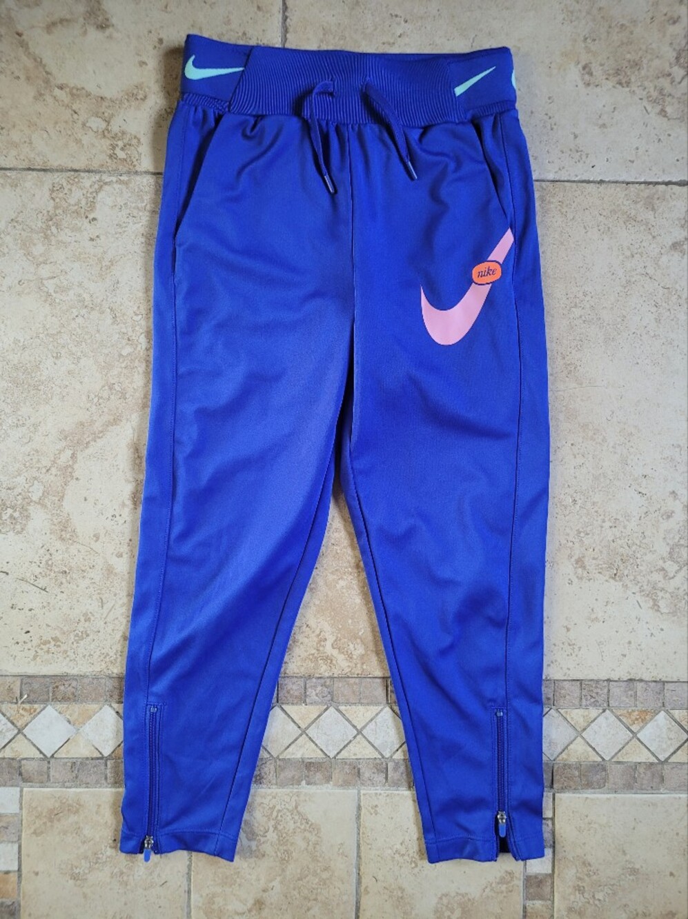 Nike Youth Royal Blue Joggers with Pink Swoosh